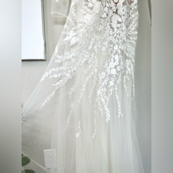 Galina Signature Embroidered Floral Illusion Bodysuit Wedding Dress - Picture 14 of 17